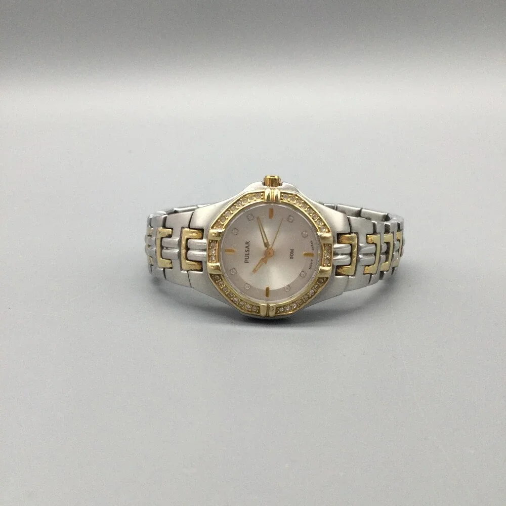 Pulsar Womens Watch 26mm Two Tone Silver Gold VX51-X416 50M New Battery 6